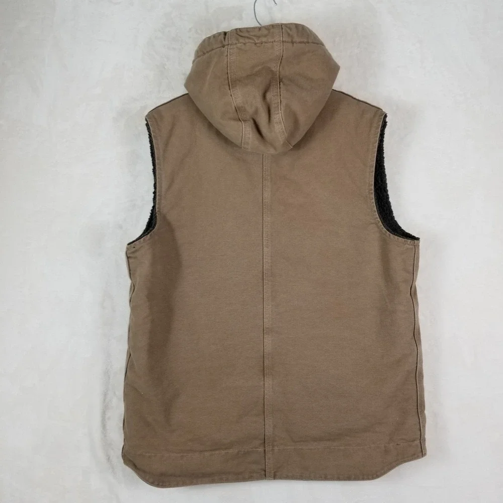 Carhartt Hooded Vest Mens‎ Large Brown Sherpa Lined Duck Canvas 100114 903